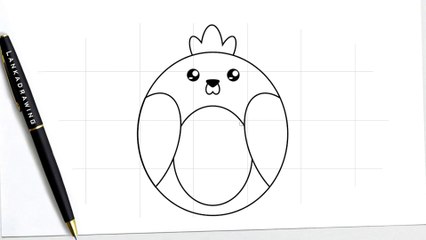 easy way to draw cute chicken from circle