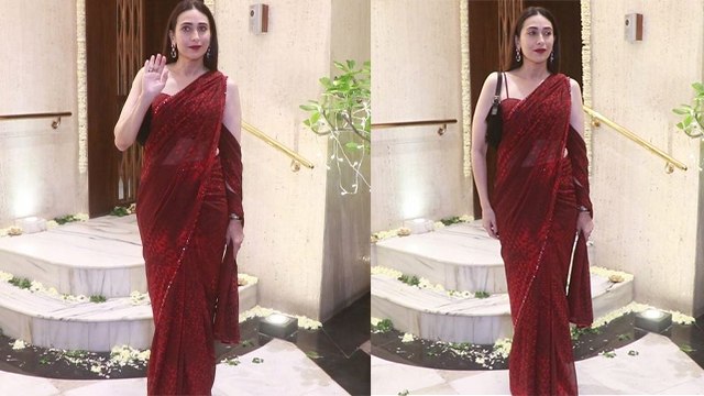Karisma Kapoor Red Saree Look Viral, Manish Malhotra Party में लूटी महफिल | Boldsky *Entertainment