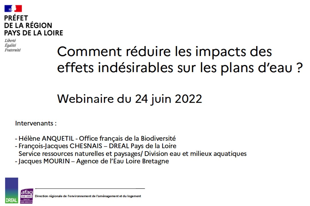 Quelles solutions pour réduire les impacts des plans d'eau ? (DREAL Pays de la Loire)