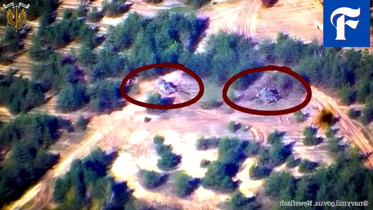 Ukrainian military destroy two Russian self propelled guns with artillery