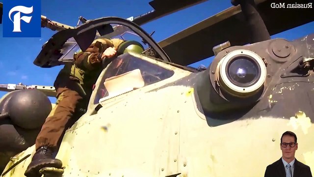 Russian attack helicopters launch missiles at Ukrainian military targets