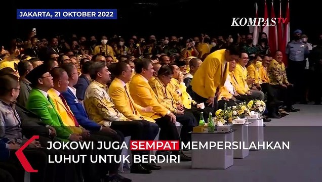 Saat Jokowi Kaget Lihat Luhut Pakai Jas Kuning di HUT Golkar: Biasanya Pakai Batik