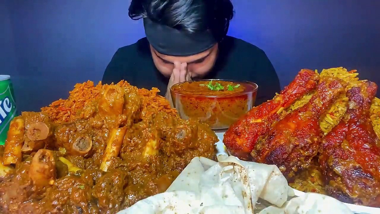 SPICY_ MUTTON BIRYANI WITH MUTTON CURRY KORMA + CHICKEN BIRYANI EATING _ FOOD EATING VIDEOS _MUKBANG
