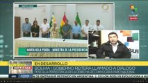 Gobierno de Bolivia llamó al diálogo pese a la persistencia de la derecha de llamar a paro nacional