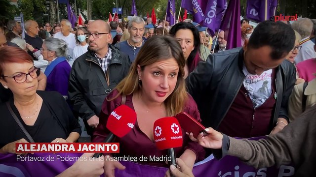 Alejandra Jacinto, contundente en la manifestación por la Sanidad: El plan de Ayuso es una tomadura de pelo para los madrileños