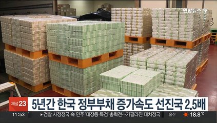 5년간 한국 정부부채 증가속도 선진국 2.5배