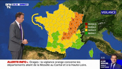 18 départements placés en vigilance orange orages du Grand-Est au Massif central