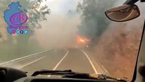 Bomberos por la carretera de Antuñano a Bortedo