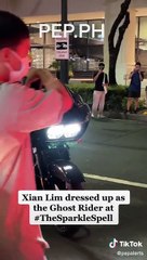 Xian Lim arrives at the #SparkleSpell Haloween party as Ghost Rider #PEP #shorts #tiktok