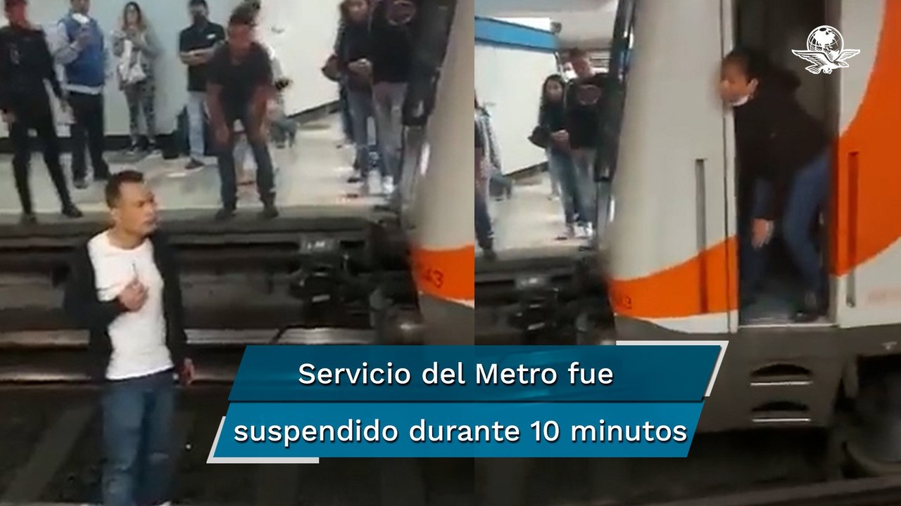 Sujeto se baja a las vías del Metro CDMX, presuntamente buscaba quitarse la vida