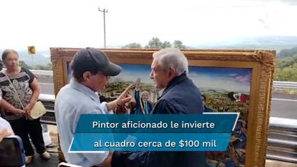 Ponen en pintura a AMLO junto a Zapata, Juárez, Madero e Hidalgo