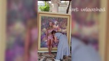 Body Paint Models Being Painted Against a Canvas - Time Lapse Compilation