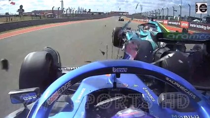Watch Fernando Alonso and Lance Stroll Collide in Horror 180mph Crash as Car Rears on Two Wheels
