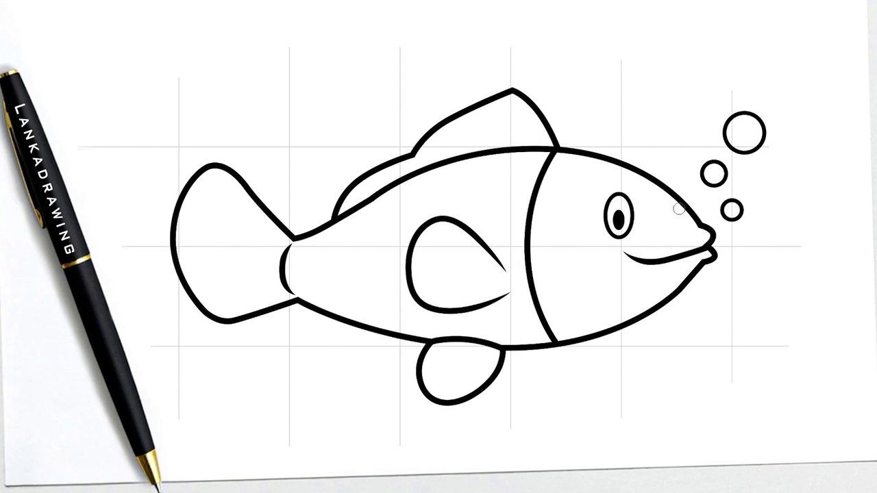 learn to draw fish easily and bubbles