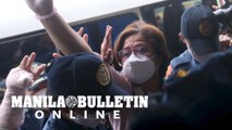 Former Sen. Leila de Lima arrives at the Muntinlupa Trial Court