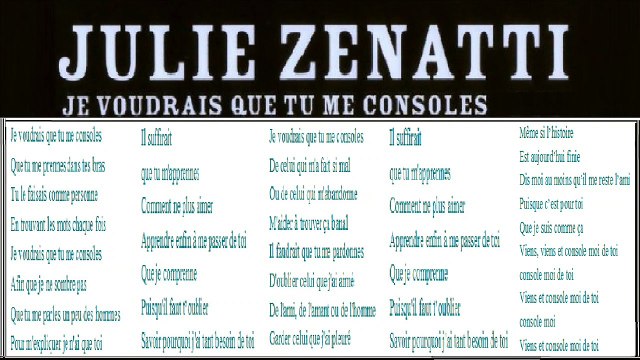 Julie Zenatti — Je voudrais que tu me consoles - Lyrics