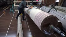Proses pembuatan karpet. Pabrik karpet wol Jepang