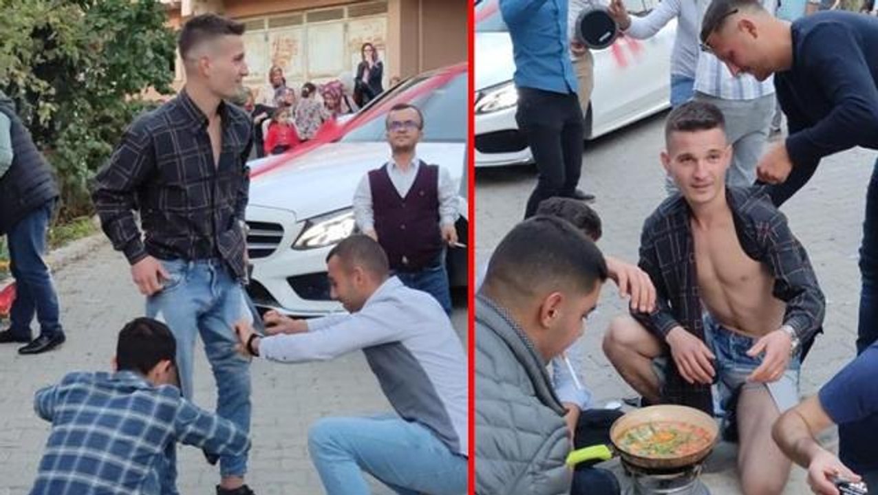 Yer: Bursa! Pantolonu ve tişörtünü yırttıkları damada sokak ortasında menemen yaptırdılar