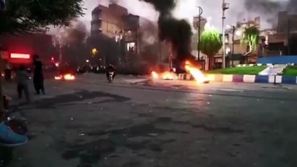 Multiple fires seen in the Iranian city of Javanrud as protests continue across the country