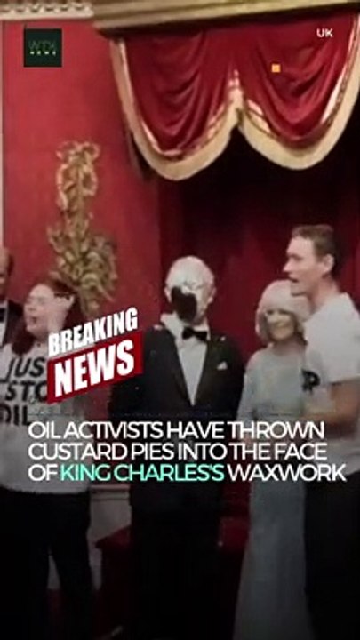 Des militants écologistes du groupe Just Stop Oil ont entarté l'effigie de cire du roi Charles III au célèbre musée londonien Madame Tussauds - Regardez