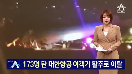 173명 탄 대한항공 여객기 활주로 이탈…3번 시도 끝 비상착륙