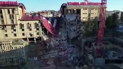 Çöken üniversite binasındaki hasar böyle görüntülendi