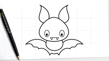 an easy way to draw a simple and cute bat