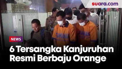 Enam Tersangka Tragedi Kanjuruhan Resmi Berbaju Orange usai Diperiksa di Mapolda Jatim