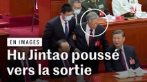 Les images de l'ex-président Hu Jintao poussé hors du congrès du parti communiste chinois