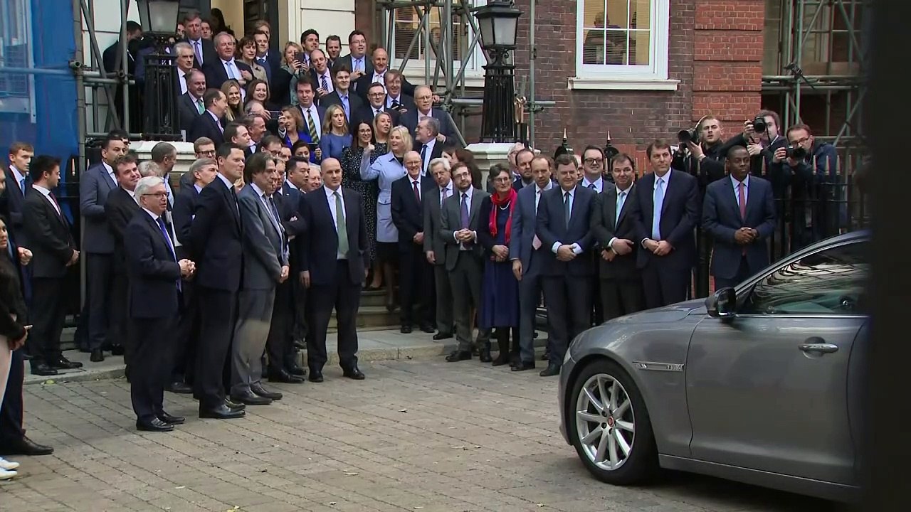 New PM Rishi Sunak arrives at Conservative HQ