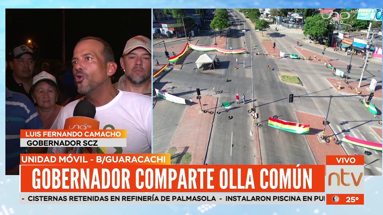 El Gobernador de Santa Cruz comparte la olla común con ciudadanos en el paro indefinido