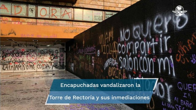 Así quedó la Torre de Rectoría y el mural de Siqueiros en la UNAM tras protesta estudiantil
