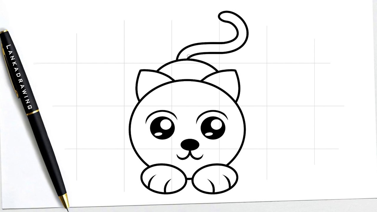 learn to draw a cat from the front cute and simple