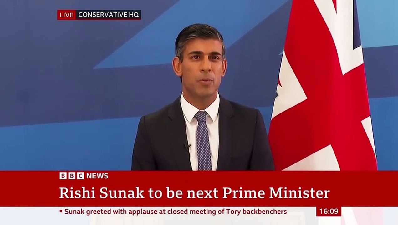 Rishi Sunak addresses public after confirmation he's next UK prime minister