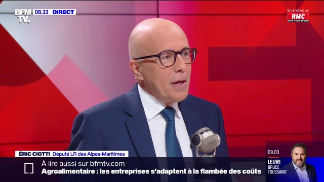 Motions de censure: pour Éric Ciotti, l'alliance entre Jean-Luc Mélenchon et Marine Le Pen ne nourrit rien de bon