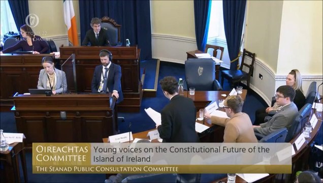 St. Columb’s student Patrick Quigley tells Seanad ‘tribal attitude’ will ‘kill the dream of unification’