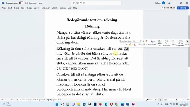redogörande text sfi d - موضوع سويدي نص توضيحي عن التدخين