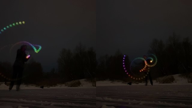 Ukrainian fuses together his love for ice skating & flow arts with a lively LED performance