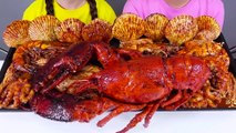 Pedas makanan laut rebus Lobster Mukbang