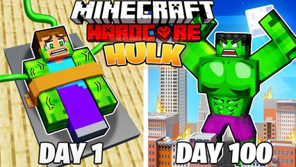 I Survived 100 DAYS as HULK in HARDCORE Minecraft!
