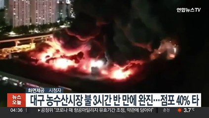 대구 농수산시장 불 3시간반 만에 완진…점포 40% 타