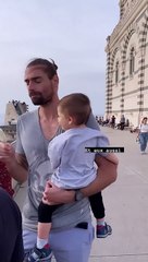 Camille Lacourt avec son fils Marius