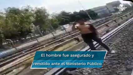 Download Video: Hombre desciende a las vías del metro presuntamente bajo efectos de “sustancias”