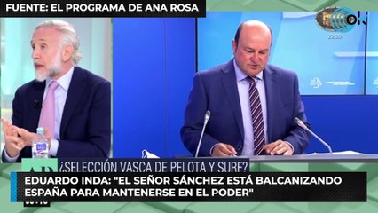 Eduardo Inda: "El señor Sánchez está balcanizando España para mantenerse en el poder"