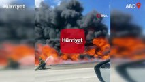 ABD'de otoyolda devrilen tanker alev topuna döndü