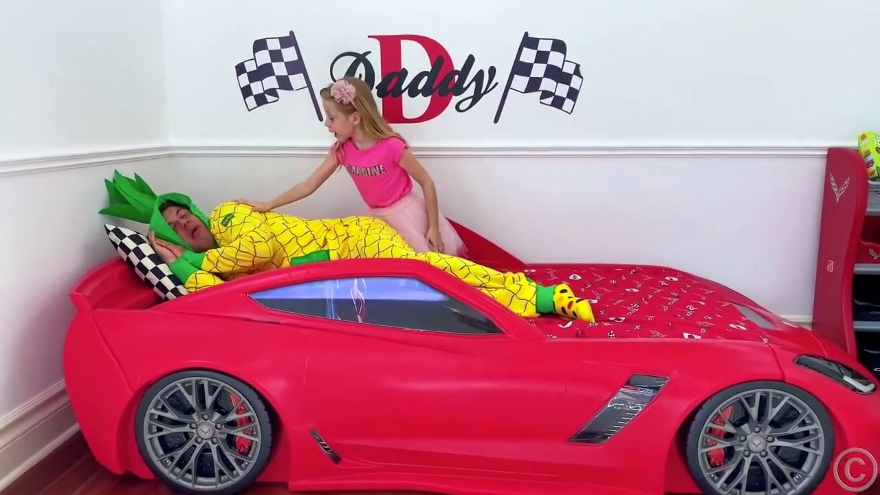 Nastya pretends to be a parent for dad