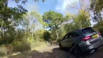 Shocking footage shows the moment a hunt saboteur was stuck by a speeding vehicle during a hunting meet