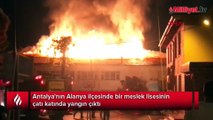 Alanya'da lisenin çatısında yangın
