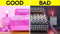 GOOD VS BAD ROOM MAKEOVER CHALLENGE ||  Incredible BlackPink Crafts &  DIY Items for House