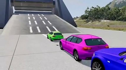 Small cars vs spinning road beamNG drive video 4